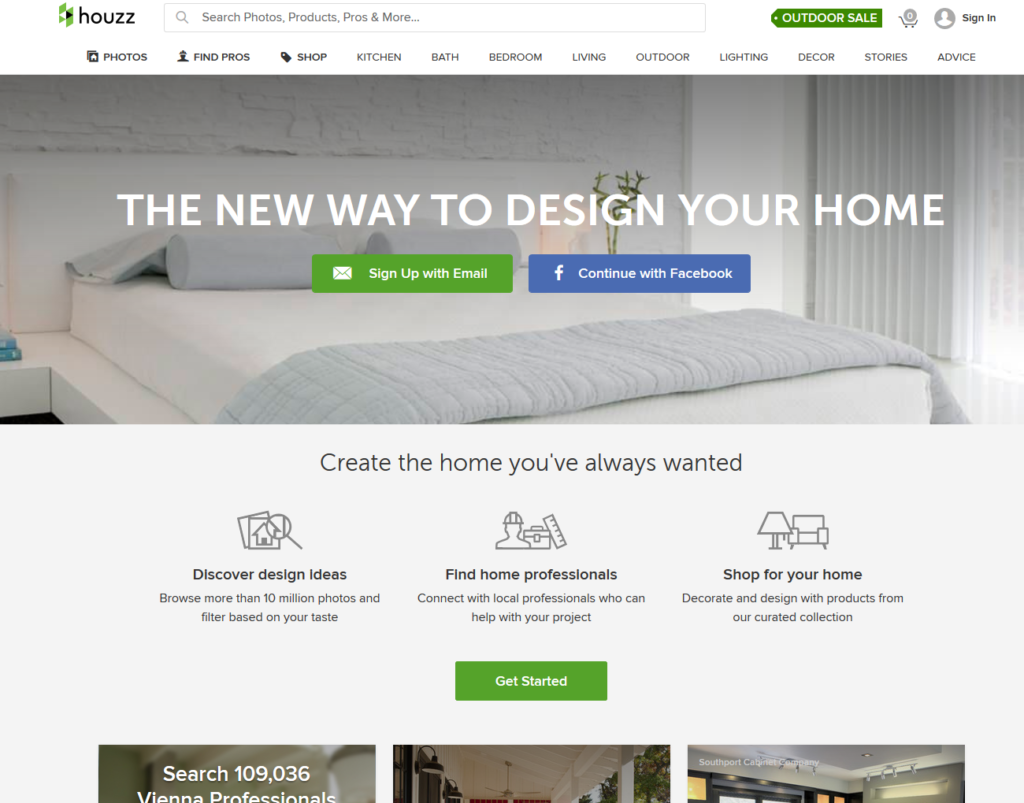 Houzz Home Page