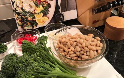 Jen In The Kitchen: Cacio e Pepe Broccolini with Crispy White Beans and Burrata