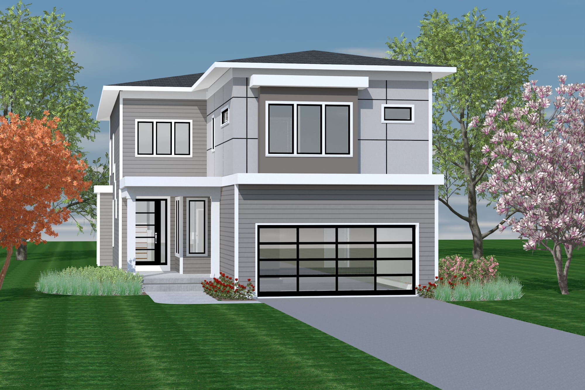 The Parker — exterior rendering of a New Dimensions Urban Collection home