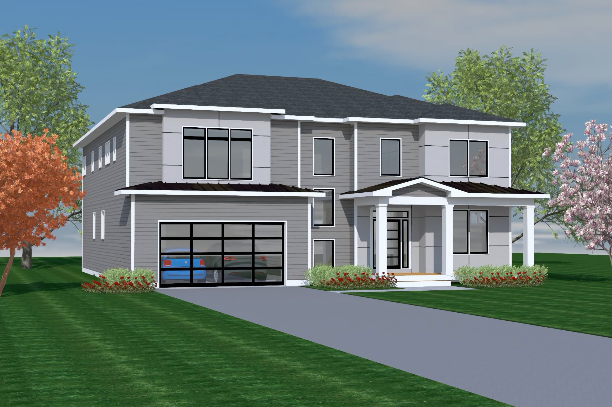 The Hendrik — exterior rendering of a New Dimensions Urban Collection home